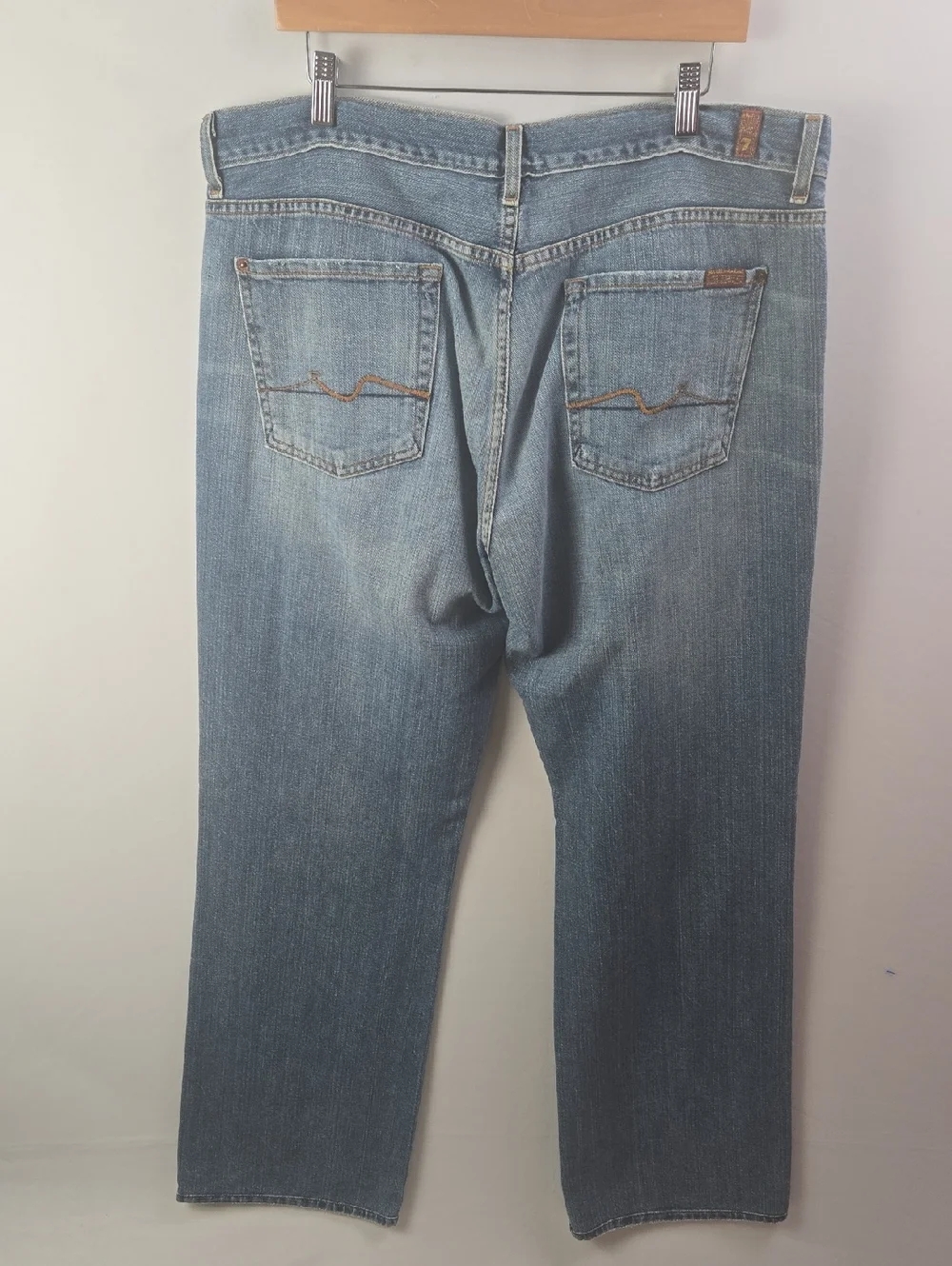 7 For All Kinds Men’s Relaxed Straight Leg Fit Jeans Sz 38 Washed Blue Casual